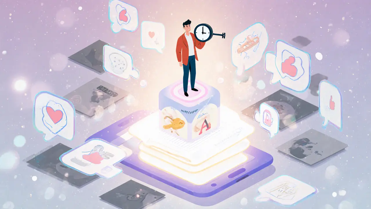 Яркий экспертный пост в Instagram выделяется на фоне тусклых мемов, вокруг — комментарии и символы одобрения.