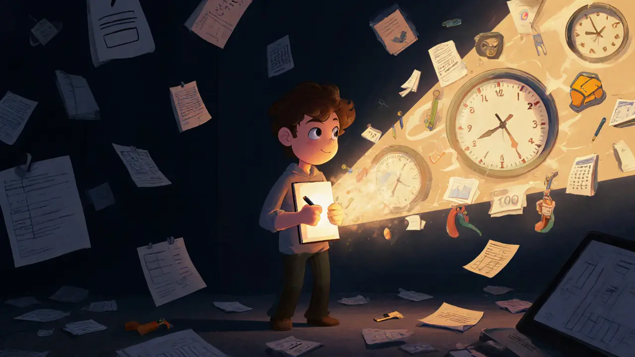 Человек пишет в дневнике, и свет разливается по комнате, уничтожая забвение.