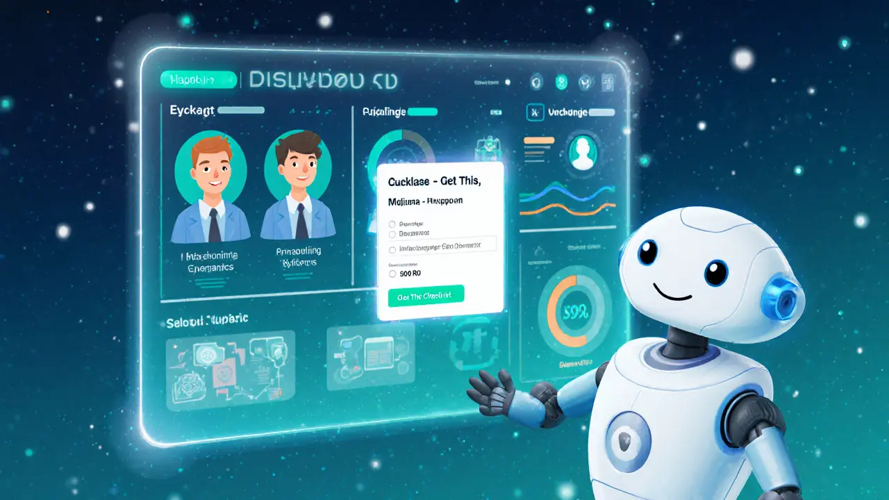 Цифровая панель с ИИ, анализирующим клиента и предлагающим персонализированный чек-лист за 590 рублей.