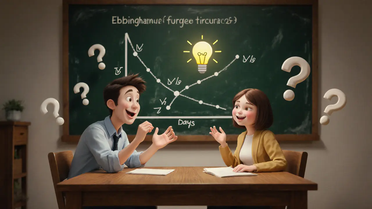 Два друга объясняют друг другу формулу — над головой одного загорается лампочка.