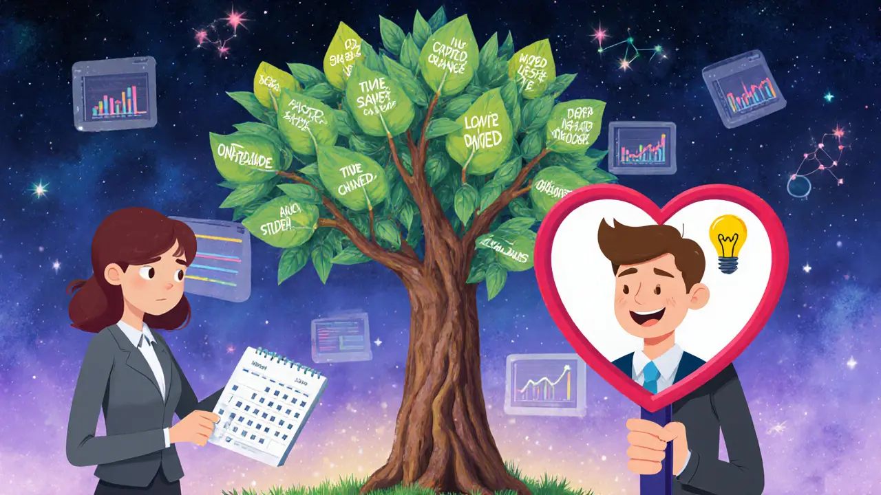 Продюсер с лупой показывает студенту, как курс меняет его жизнь, в то время как менеджер спешит с дедлайнами.