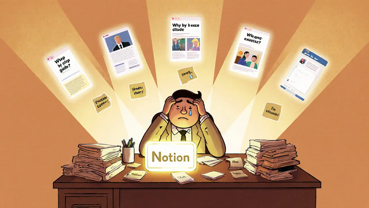 Эксперт за столом, из которого растут четыре светящихся столпа контента.