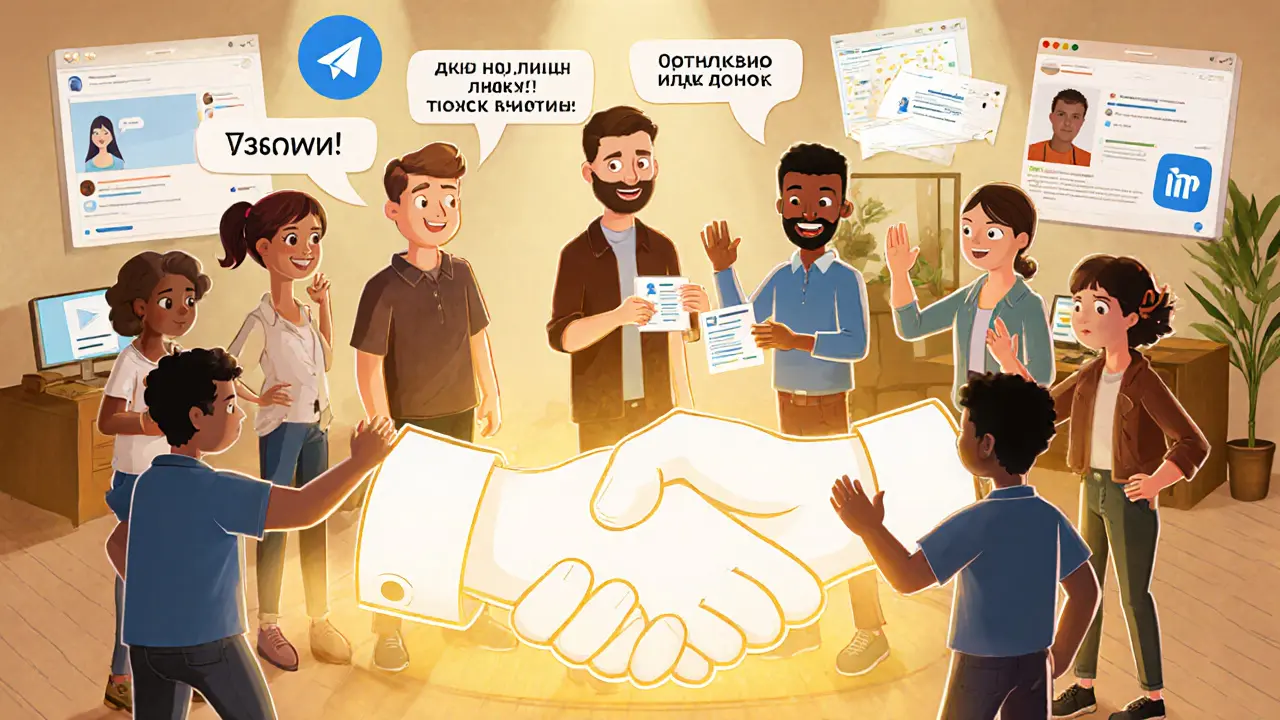 Группа из 10 людей получает бесплатные материалы и соглашается присоединиться к запуску в теплой атмосфере.