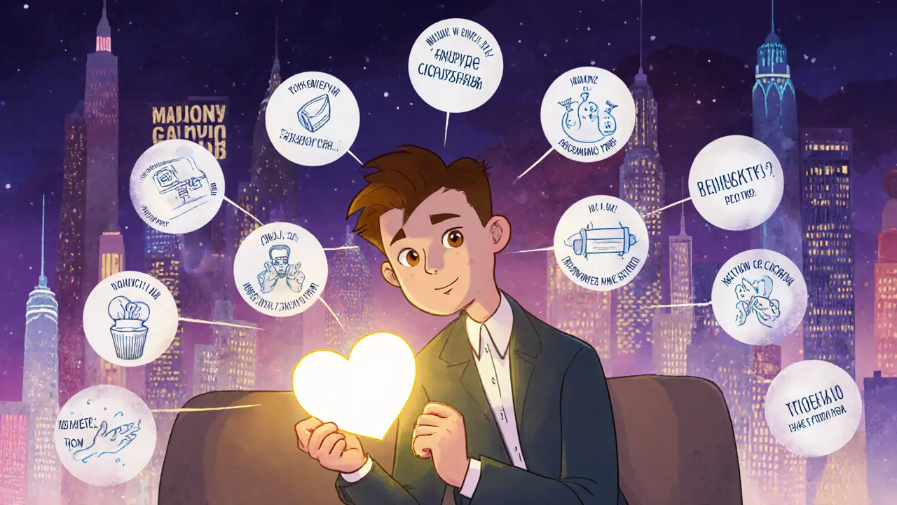 Клиент окружен волшебными инструментами техник работы с возражениями, один из них светится у его сердца.