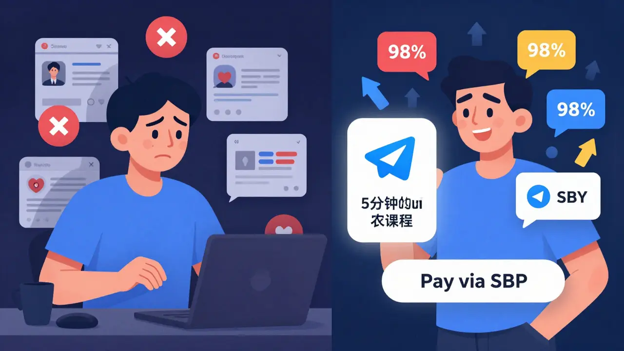 Сравнение низкой вовлеченности в Instagram и высокой в Telegram с 98% доставкой сообщений.