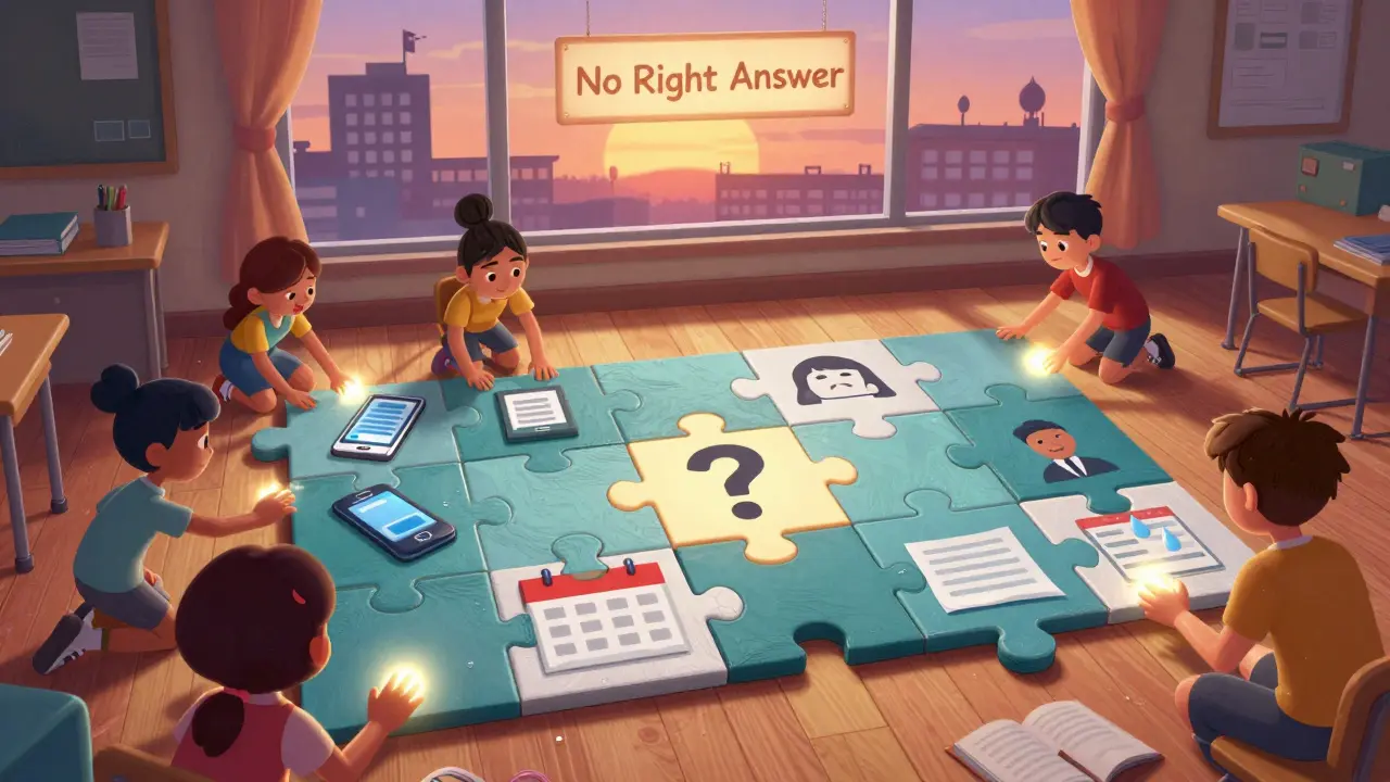 Гигантский пазл из реальных объектов собирается в вопросительный знак.