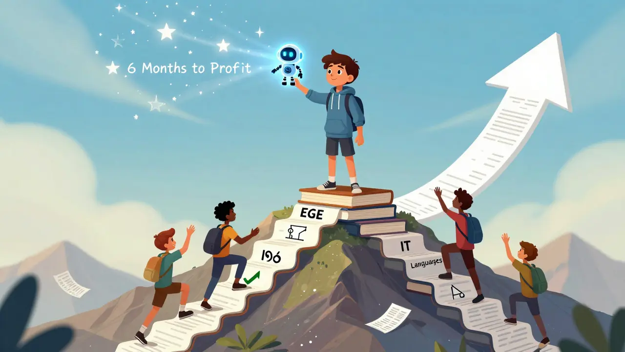 Ученик на вершине успеха с AI-наставником и путем к прибыли