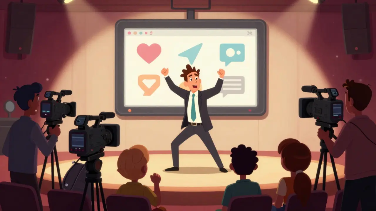 Эксперт проводит мастер-класс, съемка видео с иконками соцсетей