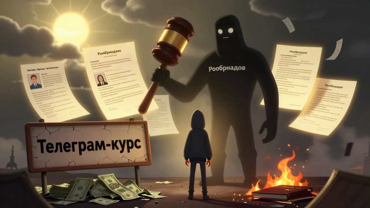 Предприниматель сталкивается с Рособрнадзором, а его нелегальные методы сгорают, пока новый путь к легальности освещается светом.