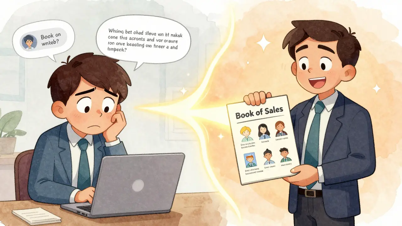 Клиент выбирает между бездушным ботом и человеческим менеджером, который показывает реальные истории успеха.