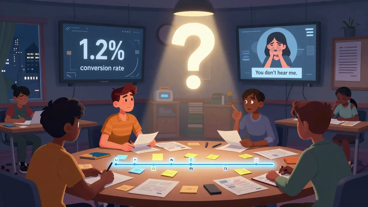 Команда обсуждает кейс, где цифры превращаются в человеческие эмоции — клиент плачет, а менеджер не слышит.