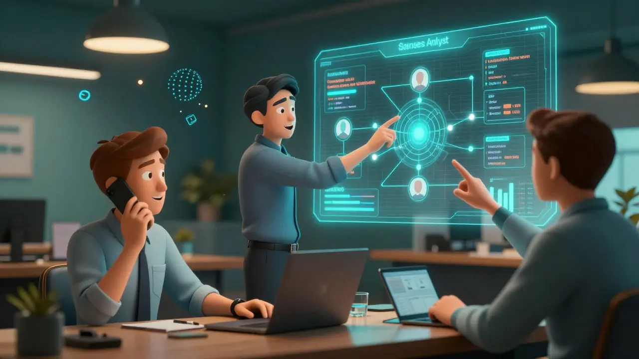 Команда отдела продаж анализирует данные в CRM, руководитель и аналитик следят за конверсией и временем обработки.