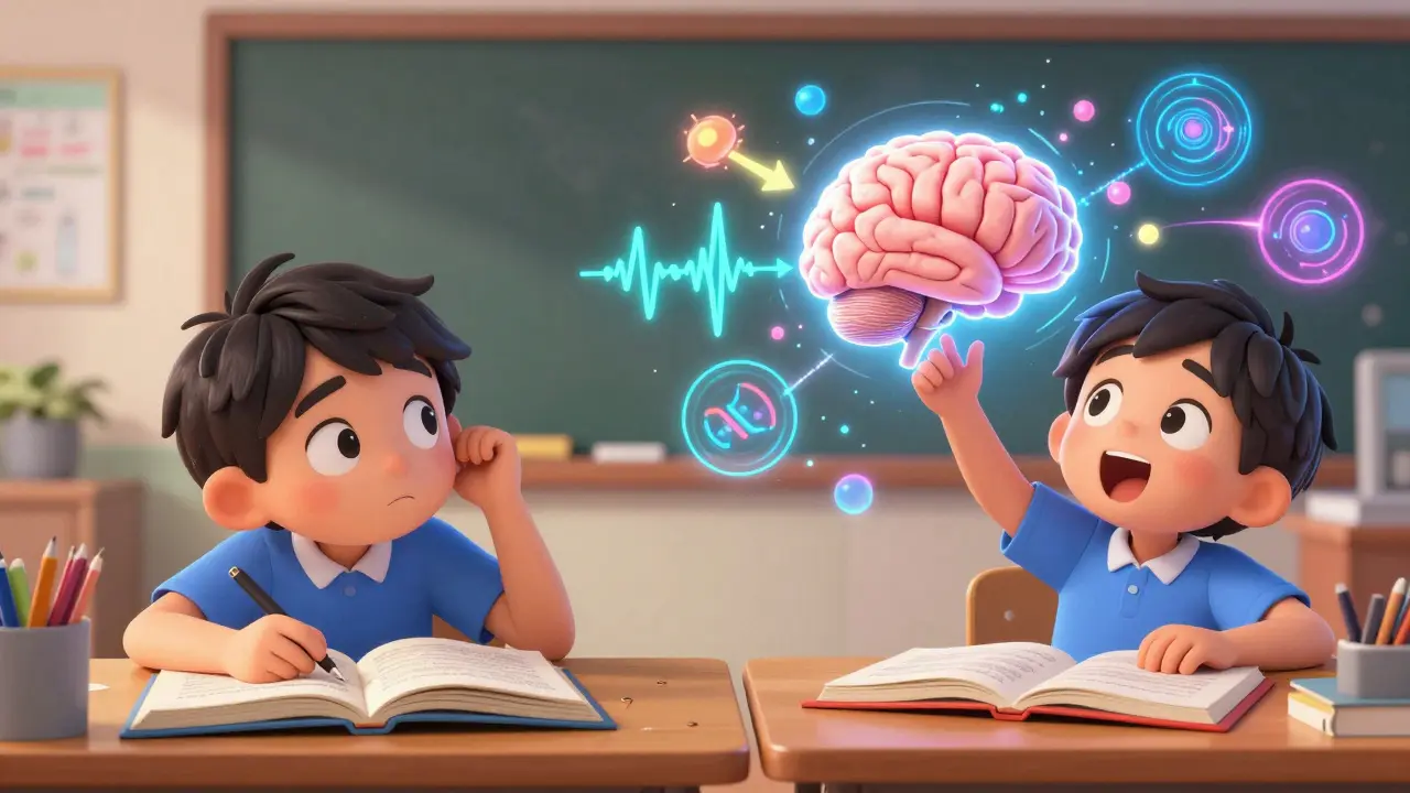 Ребёнок сравнивает скучное чтение с захватывающим AR-обучением мозга.