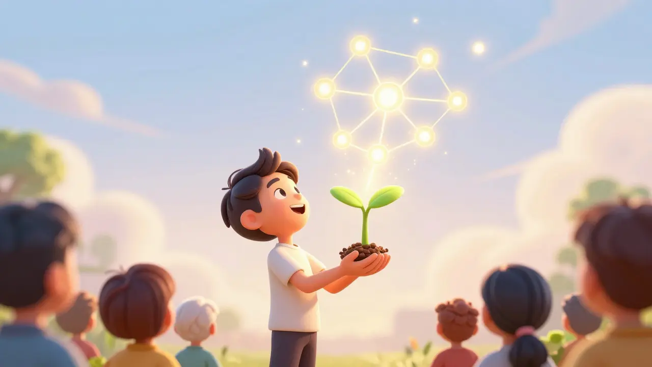 Символ роста аудитории: светящееся растение в руках героя.