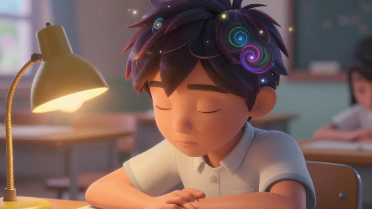 Школьник в процессе самоанализа и размышлений после занятия.