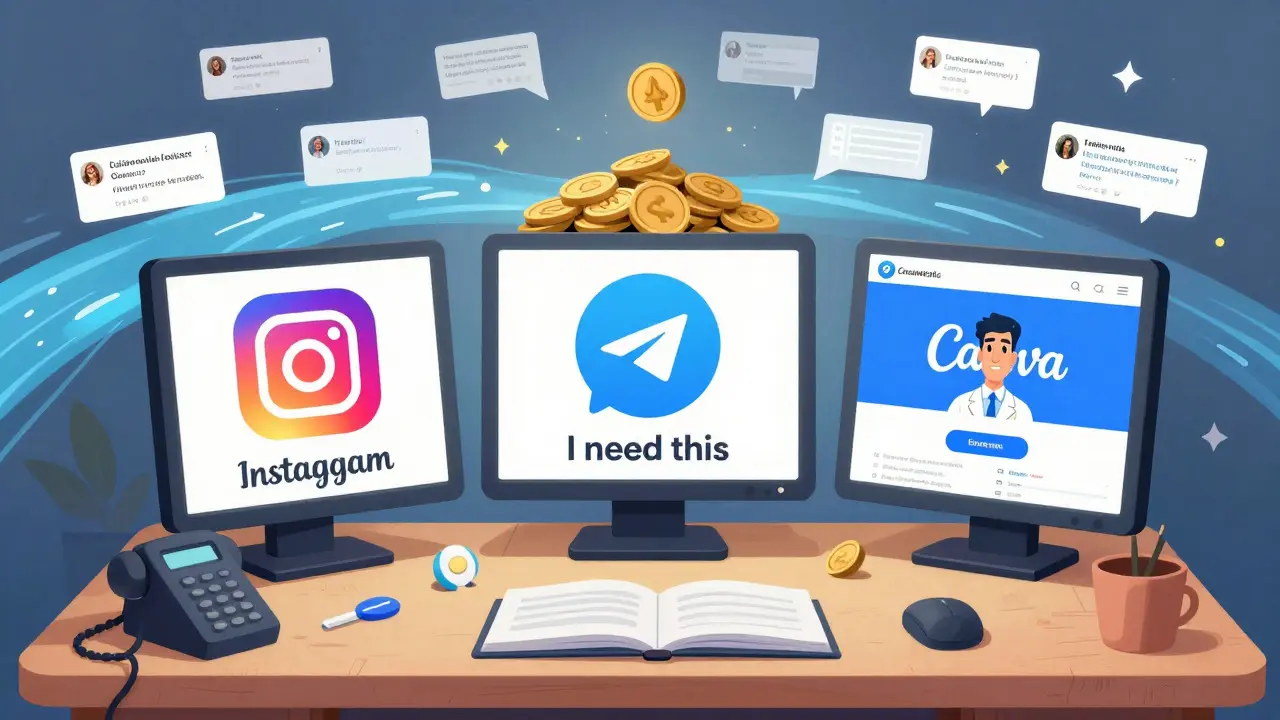 Три профиля эксперта в едином стиле, клиенты пишут сообщения: 'Это про меня'.