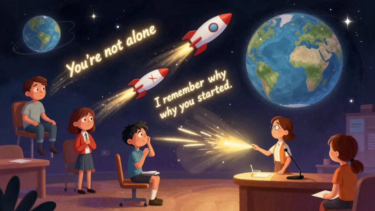 Учитель отправляет персонализированные письма-ракеты студентам в разных мирах.