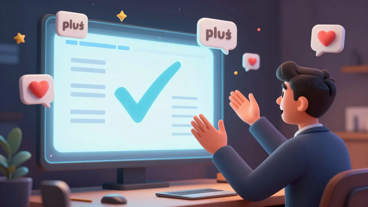 Счастливый спикер ведет вебинар с активным чатом и презентацией