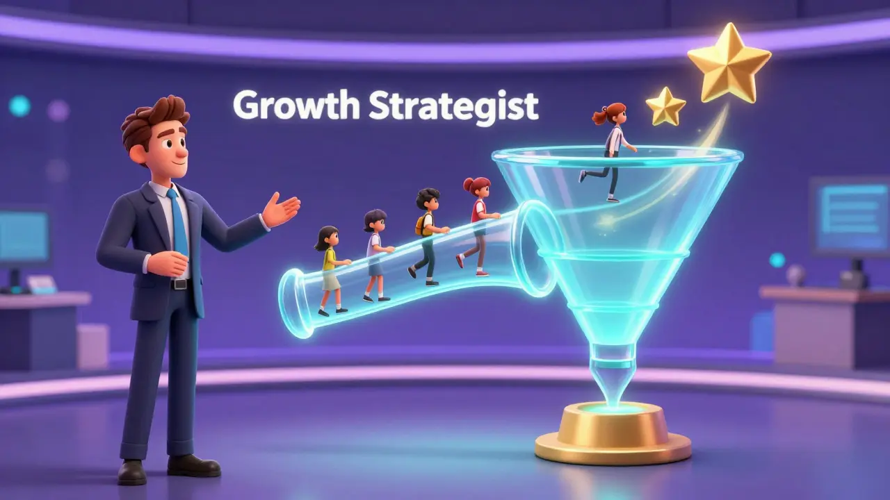 Стилизованная воронка продаж с конверсией пользователей в результат