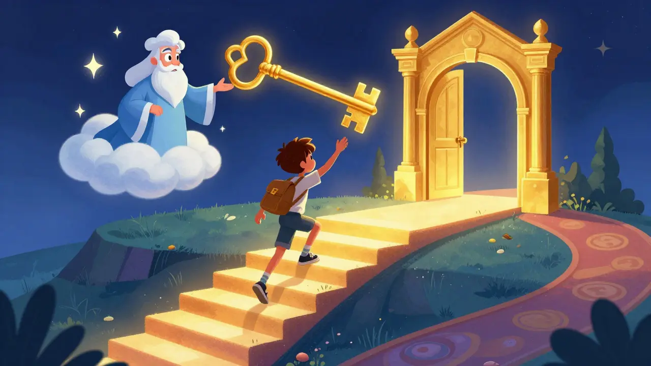 Студент на пути знаний получает от наставника золотой ключ к новым уровням