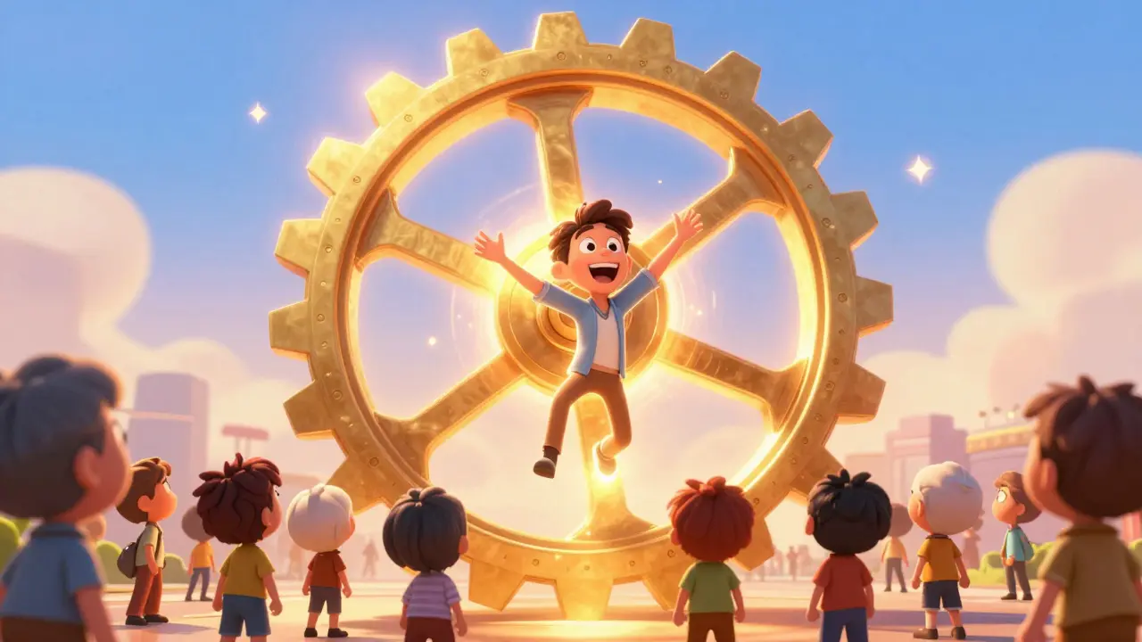 Золотой маховик роста, где довольный клиент привлекает новых покупателей