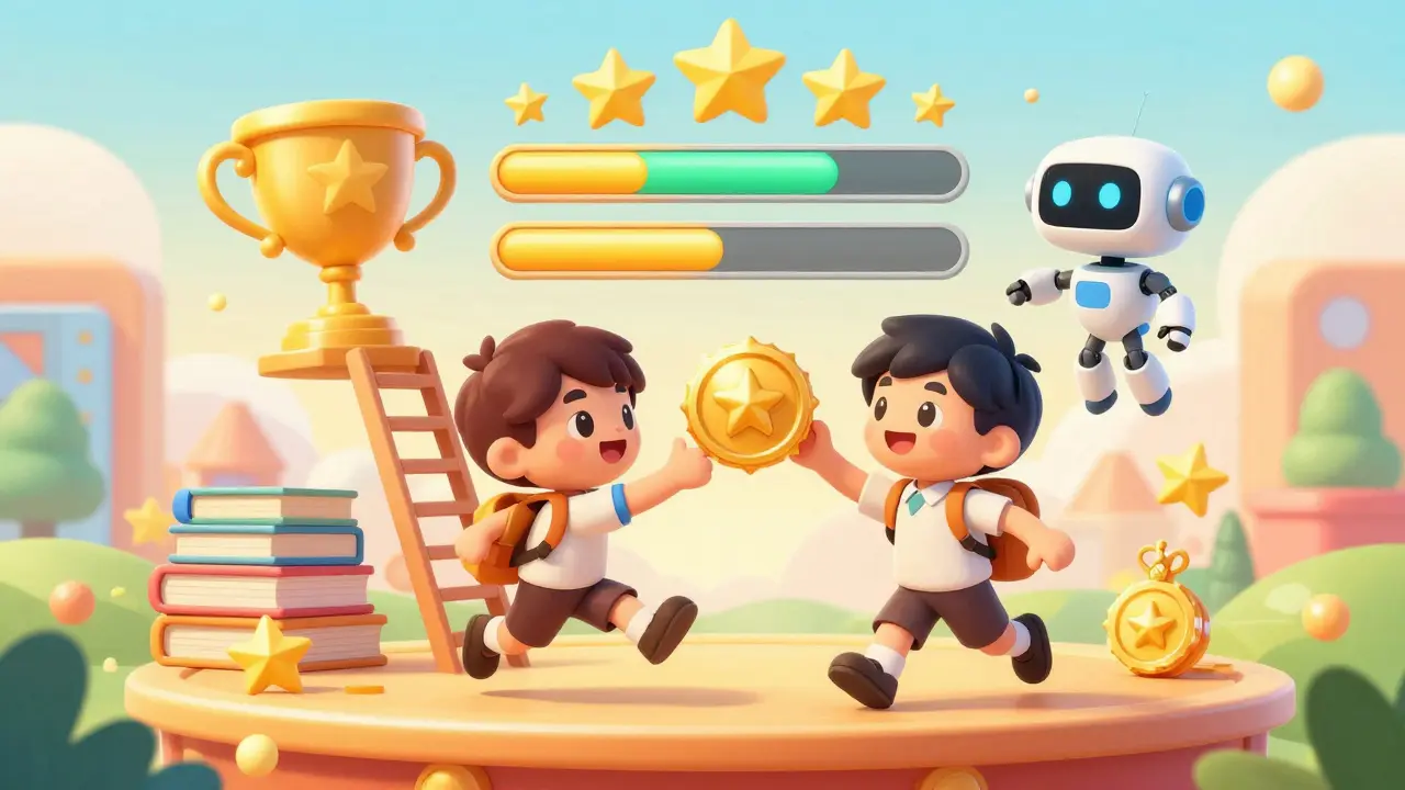Игровая система лидеров и наград для студентов в стиле мультфильма